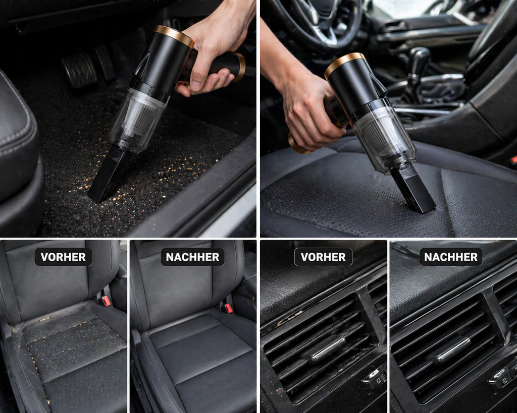 Tragbarer Autostaubsauger 9000Pa – Kabellos mit LED-Licht
