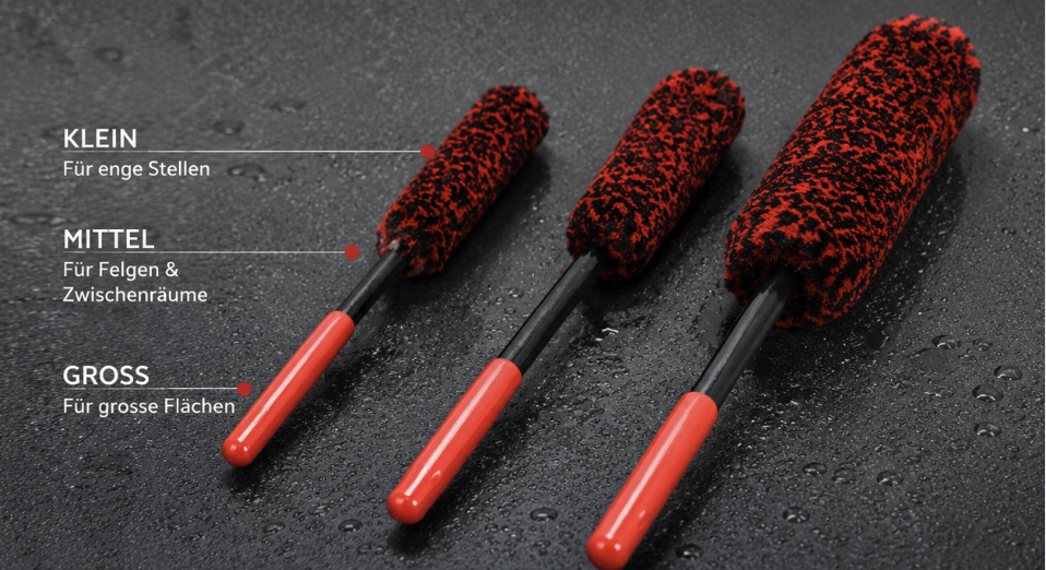 3er Set Felgenbürsten Premium – Wheel Woolies Luxury Plüsch Felgenreinigung