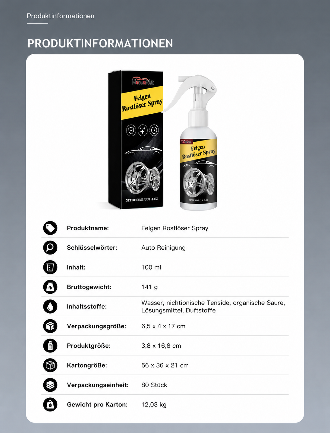Felgenreiniger Alkalisch + Rostentferner & Politur 100ml