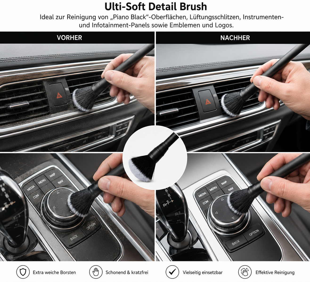 Kratzfreie Innenraum-Reinigung in Sekunden – Ultra Soft Auto Bürste