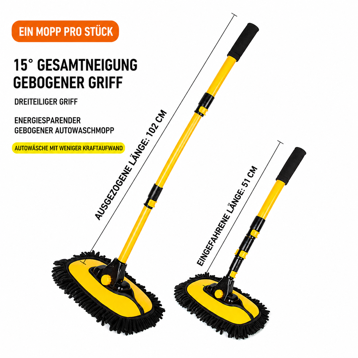 Flexibler Auto-Waschmopp mit Chenille-Borsten