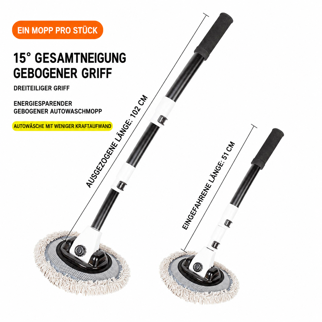 Flexibler Auto-Waschmopp mit Chenille-Borsten